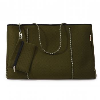 Preview: Neopren Tasche XL Khaki - Orange