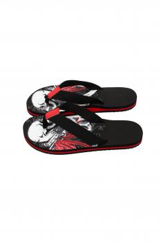 Herren Flip-Flops - Black - Leather  /  Neopren Clutch