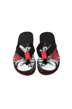 Herren Flip-Flops - Black - Leather  /  Neopren Clutch