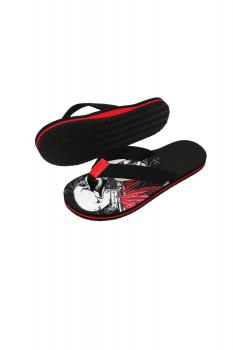 Herren Flip-Flops - Black - Leather  /  Neopren Clutch