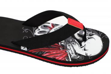 Herren Flip-Flops - Black - Leather  /  Neopren Clutch