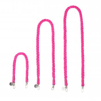 Preview: Handy / Taschenkette geflochten Pink / Länge ca. 45 cm / Karabiner Silber