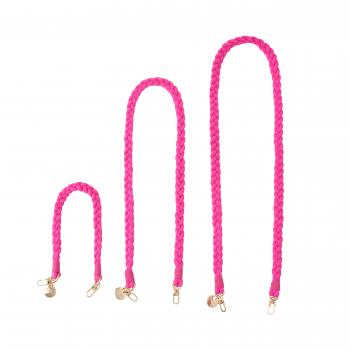Preview: Handy / Taschenkette geflochten Pink / Länge ca. 95 cm / Karabiner Gold