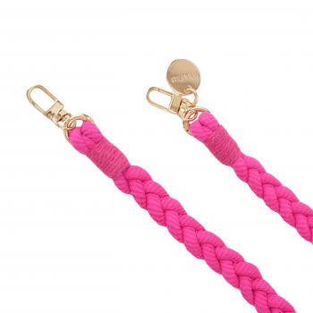 Handy / Taschenkette geflochten Pink / Länge ca. 95 cm / Karabiner Gold