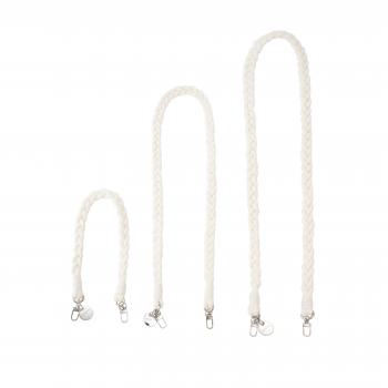 Preview: Handy / Taschenkette geflochten Weiß / Länge ca. 95 cm / Karabiner Silber