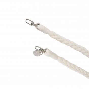Handy / Taschenkette geflochten Weiß / Länge ca. 95 cm / Karabiner Silber