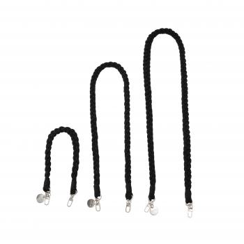 Preview: Handy / Taschenkette geflochten Schwarz / Länge ca. 120 cm / Karabiner Silber