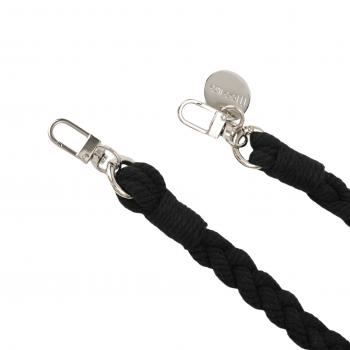 Handy / Taschenkette geflochten Schwarz / Länge ca. 45 cm / Karabiner Silber