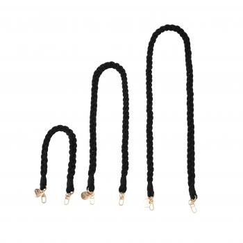 Preview: Handy / Taschenkette geflochten Schwarz / Länge ca. 45 cm / Karabiner Gold