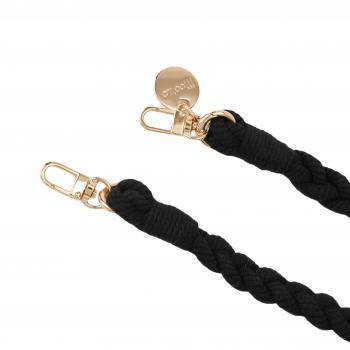 Handy / Taschenkette geflochten Schwarz / Länge ca. 95 cm / Karabiner Gold