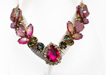 Preview: White Diamant Pink /  Kunstleder Clutch