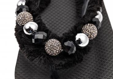 Black - Three Pearls /  Kunstleder Clutch