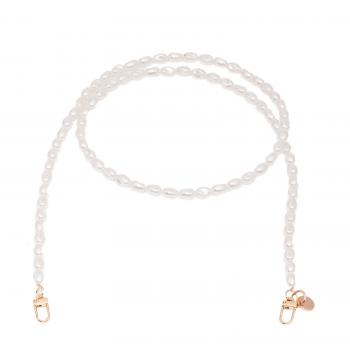 Handy / Taschenkette Weiß Naturperlen Lang