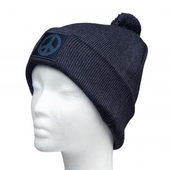 Mütze Peace Dunkelblau mit Bommel