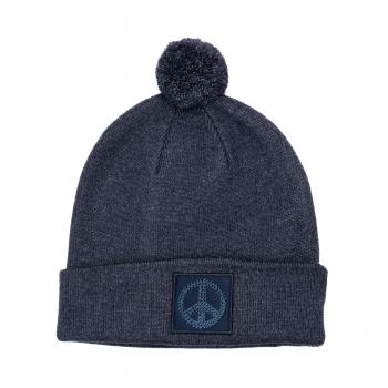 Mütze Peace Dunkelblau mit Bommel