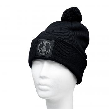 Mütze Peace Schwarz mit Bommel