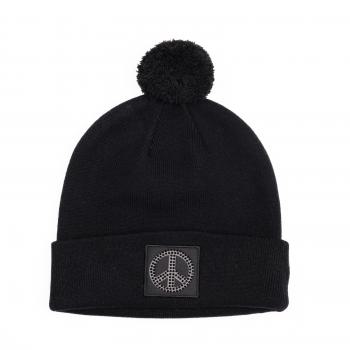 Mütze Peace Schwarz mit Bommel