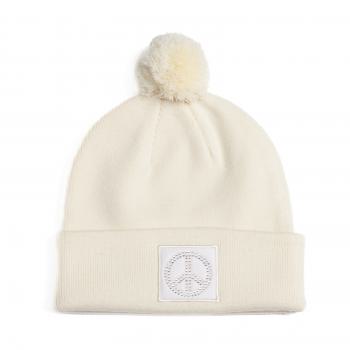 Mütze Peace Cremeweiß mit Bommel