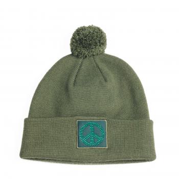 Mütze Peace Olive mit Bommel