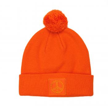 Mütze Peace Orange mit Bommel