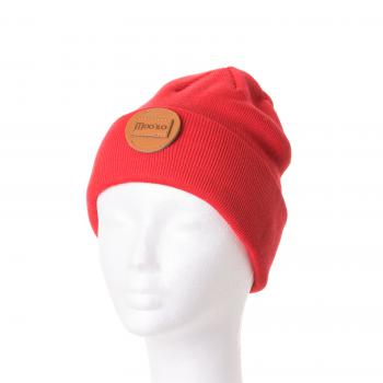 Rote Mütze mit exklusivem Leder Logo