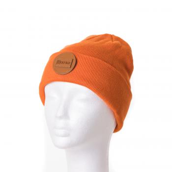 Orange Mütze mit exklusivem Leder Logo