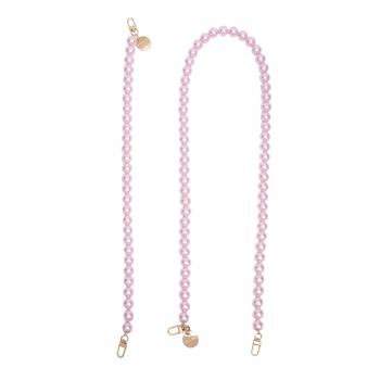 Preview: Handy / Taschenkette Rose Perlen 16 mm dick / Länge ca. 90 cm / Karabiner Gold