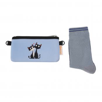 Preview: Socken - Katzen Liebe - Neopren Clutch Gr. 39 - 42