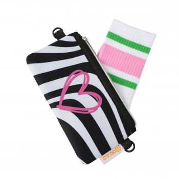 Socken - Wellen Herz Pink - Neopren Clutch Gr. 36 - 39