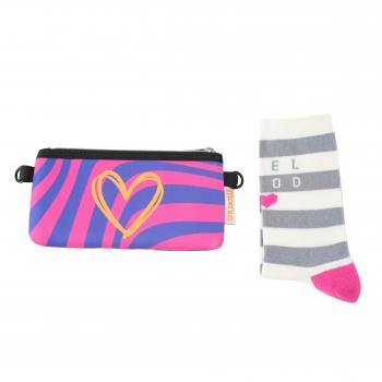 Preview: Socken - Wellen Herz Orange - Neopren Clutch Gr. 36 - 39