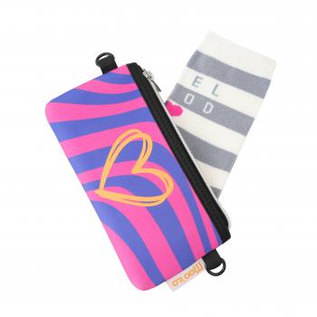 Socken - Wellen Herz Orange - Neopren Clutch Gr. 36 - 39