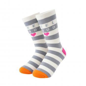 Socken - Wellen Herz Orange - Neopren Clutch Gr. 39 - 42