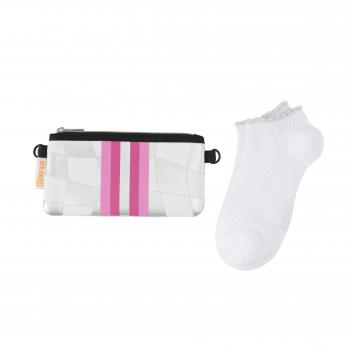 Preview: Socken - Karo Weiß - Silber - Neopren Clutch Gr. 39 - 42