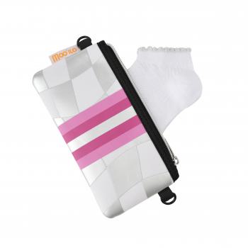 Socken - Karo Weiß - Silber - Neopren Clutch Gr. 39 - 42