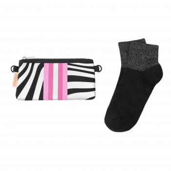 Preview: Socken - Wellen Schwarz - Silber  - Neopren Clutch Gr. 39 - 42