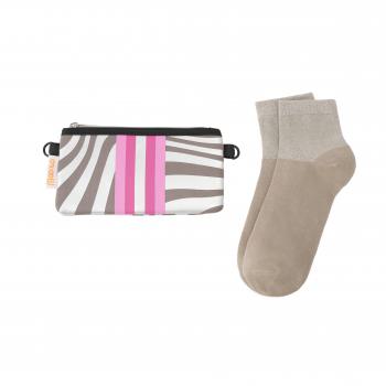 Preview: Socken - Wellen Taupe - Silber - Neopren Clutch Gr. 36 - 39