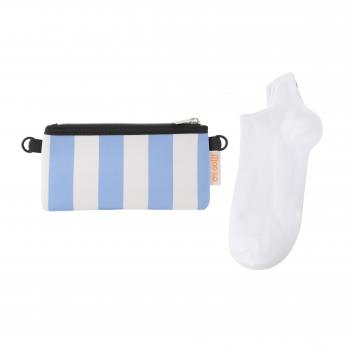 Preview: Socken - Streifen Weiß - Blau - Neopren Clutch Gr. 39 - 42