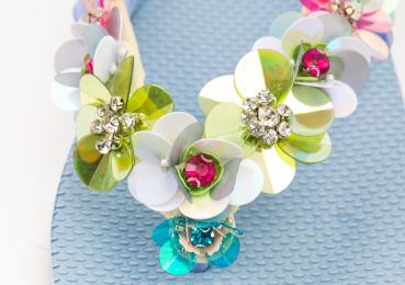 Preview: Hellblau Blume / Kunstleder Clutch Preview: Hellblau Blume / Kunstleder Clutch