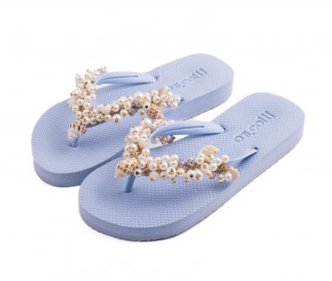 Hellblau Muschel / Kunstleder Clutch