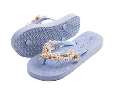 Preview: Hellblau Muschel / Kunstleder Clutch