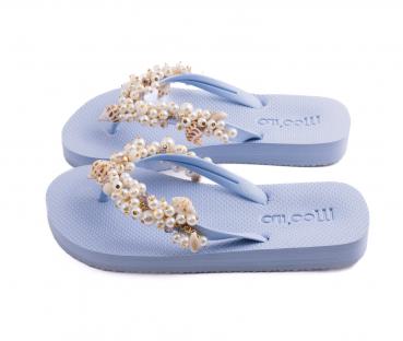 Preview: Hellblau Muschel / Kunstleder Clutch