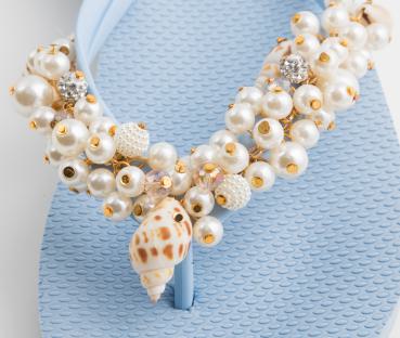 Preview: Hellblau Muschel / Kunstleder Clutch