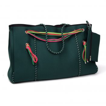 Neopren Tasche XL dunkelgrün bunt