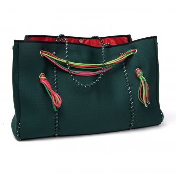 Neopren Tasche XL dunkelgrün bunt