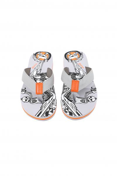 Herren Flip-Flops - Grey - Leather  /  Neopren Clutch