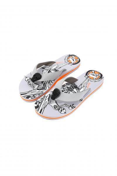 Herren Flip-Flops - Grey - Skull  /  Neopren Clutch