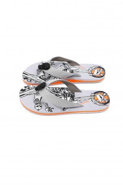 Herren Flip-Flops - Grey - Skull  /  Neopren Clutch