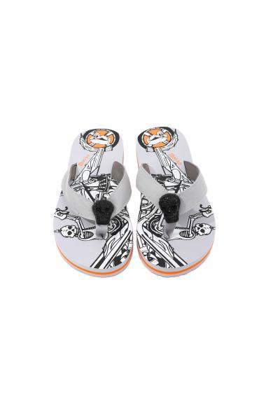 Herren Flip-Flops - Grey - Skull  /  Neopren Clutch