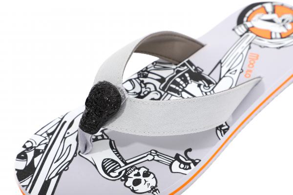 Herren Flip-Flops - Grey - Skull  /  Neopren Clutch