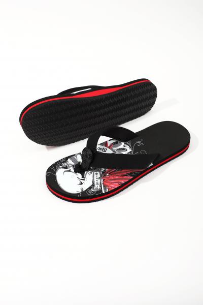 Herren Flip-Flops - Black - Skull  /  Neopren Clutch